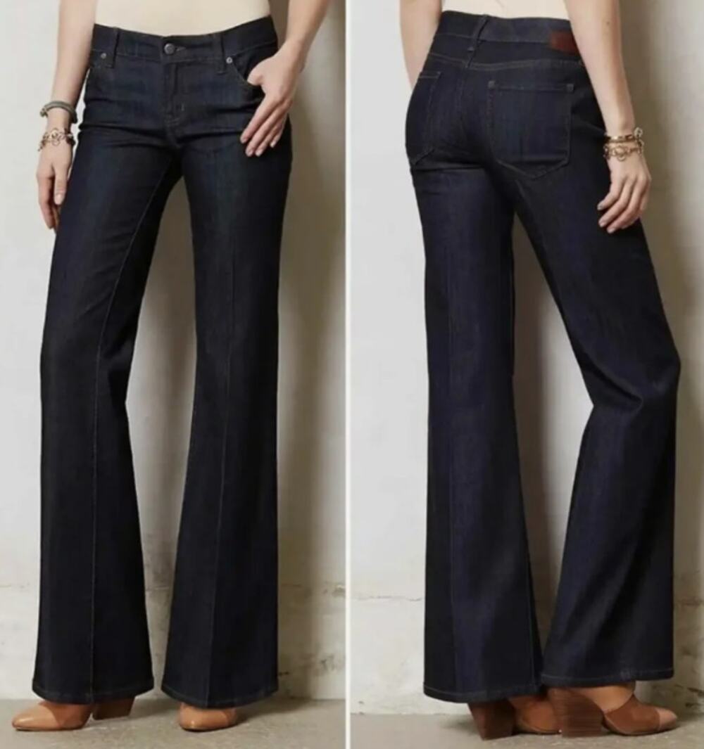Level 99 Anthropologie Newport Wide Leg Jeans Dark Wash 29 midrise 33" inseam